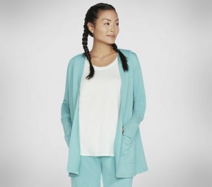 Camisa Manga Larga Skechers Apparel Everyday Belted Hoodigan Mujer Turquesa | 056793RVF