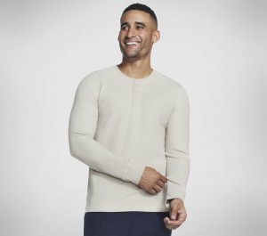 Camisa Manga Larga Skechers GO KNIT Waffle Henley Hombre Marrom Blancos | 193825SFU