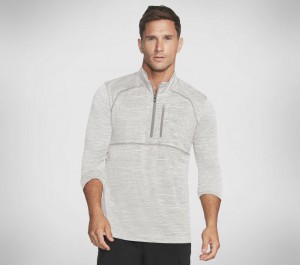 Camisa Manga Larga Skechers On The Road 1/4 Zip Hombre Grises | 452809FNJ