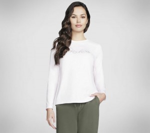 Camisa Manga Larga Skechers Rhinestone Queen Long Sleeve Tee Mujer Lavanda Rosas | 398756CXQ