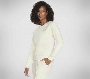Camisa Manga Larga Skechers SKECH-SWEATS Signature Pullover Crew Mujer Blancos | 162470HKM
