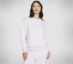Camisa Manga Larga Skechers SKECH-SWEATS Signature Pullover Crew Mujer Lavanda Rosas | 382679CLE