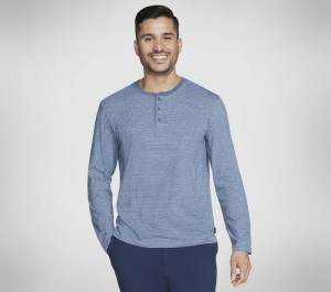 Camisa Manga Larga Skechers Skech Jersey Henley Hombre Azules | 796014WCH
