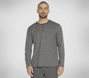 Camisa Manga Larga Skechers Skech Jersey Henley Hombre Negros Grises | 023164IDA