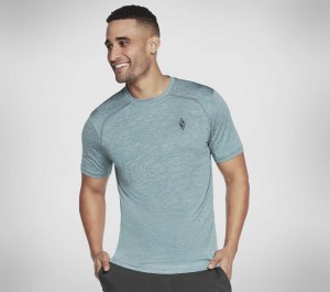 Camiseta Skechers Apparel On the Road Tee Hombre Azul Marino Verdes | 058413PVA