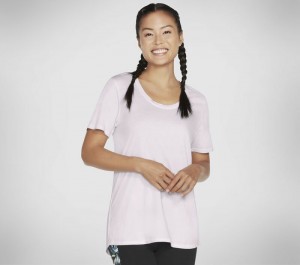 Camiseta Skechers Diamond Wash Hatha Scoop Neck Tunic Tee Mujer Morados Lavanda | 290134FBH