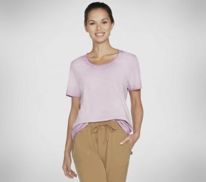 Camiseta Skechers Diamond Wash Hatha Scoop Neck Tunic Tee Mujer Morados Rosas | 365019SZU