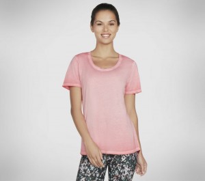 Camiseta Skechers Diamond Wash Hatha Scoop Neck Tunic Tee Mujer Coral | 354761ULW