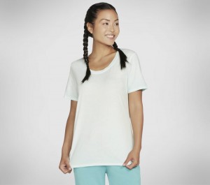 Camiseta Skechers Diamond Wash Hatha Scoop Neck Tunic Tee Mujer Turquesa Claro | 641873XZW