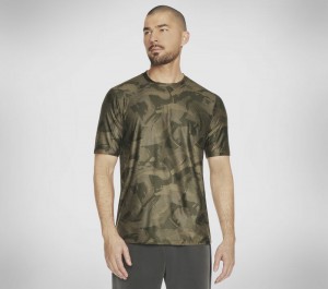 Camiseta Skechers GO DRI All Day Camo Tee Hombre Grises Marrom | 410972DNR