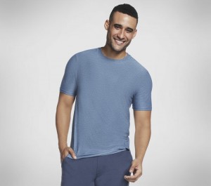Camiseta Skechers GO DRI All Day Tee Hombre Azules Grises | 410298XBS