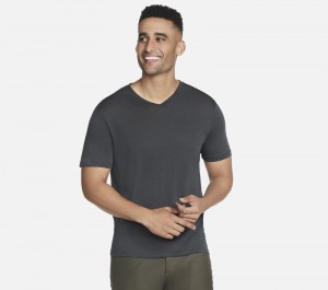 Camiseta Skechers GO DRI Pima Signature V-Neck Hombre Marrom | 630524LEM