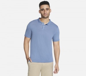 Camiseta Skechers GO DRI Pima Signature Polo Hombre Azules | 234967ZGW