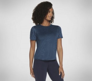 Camiseta Skechers GO DRI SWIFT Tee Mujer Turquesa Azul Marino | 048192FUI