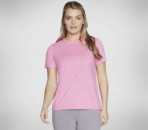 Camiseta Skechers GO DRI SWIFT Tee Mujer Rosas Blancos | 534876BDC