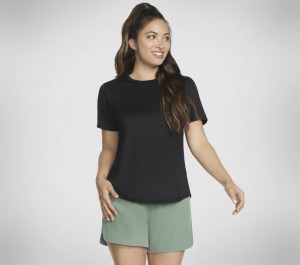 Camiseta Skechers GO DRI SWIFT Tee Mujer Negros | 364758QGU