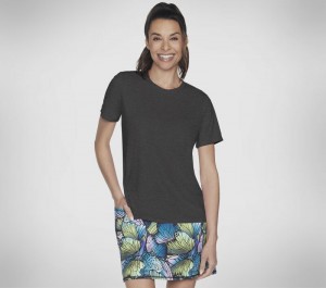 Camiseta Skechers GO DRI SWIFT Tee Mujer Negros Grises | 851043WFI
