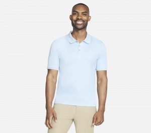 Camiseta Skechers Off Duty Polo Hombre Beige Azules Claro | 952684XZN