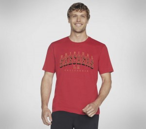 Camiseta Skechers University Tee Hombre Rojos Rojos | 324016GOJ