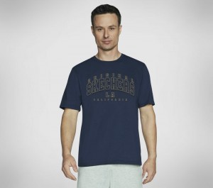 Camiseta Skechers University Tee Hombre Azul Marino | 921873FOA