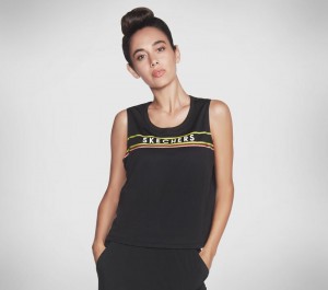 Camiseta sin Manga Skechers Apparel Festive Mesh Tank Top Mujer Negros | 903687PEB