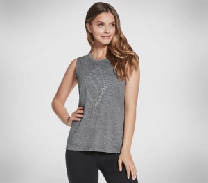 Camiseta sin Manga Skechers GO WALK Apparel GO DRI Essential Tank Top Mujer Negros | 957803UXT