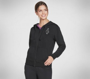 Chamarras Skechers Apparel Diamond Crown Front Zip Hoodie Mujer Negros | 732910GWC