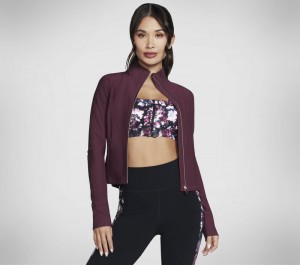 Chamarras Skechers GO FLEX Rib Jacket Mujer Vino Rosas | 531690JNZ