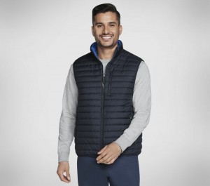 Chamarras Skechers GO SHIELD Altitude Reversible Vest Hombre Negros | 952043YNX