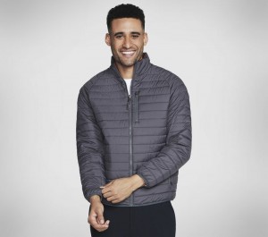Chamarras Skechers GO SHIELD Altitude Reversible Jacket Hombre Negros Grises | 739805PRQ