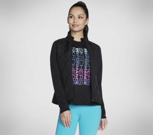 Chamarras Skechers GO SHIELD Hybrid Performance Jacket Mujer Negros | 029674QLO