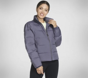 Chamarras Skechers GO SHIELD Jacket Mujer Morados Grises | 702149RNB