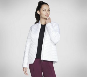 Chamarras Skechers GO SHIELD Shine Jacket Mujer Blancos | 457810JVE