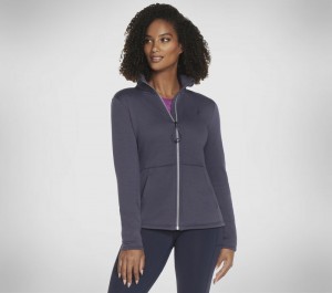 Chamarras Skechers GO SNUGGLE Jacket Mujer Morados Grises | 863475VZE