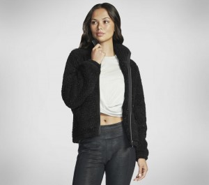Chamarras Skechers GO SNUGGLE Sherpa Jacket Mujer Negros | 017598ELX