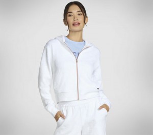 Chamarras Skechers GO WALK Everywhere Diamond FZ Jacket Mujer Blancos | 874623TFH