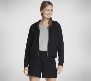 Chamarras Skechers GO WALK Everywhere Diamond FZ Jacket Mujer Negros | 687520YQV