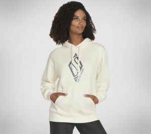 Chamarras Skechers Skech-Sweats Diamond Shine Hoodie Mujer Blancos | 064219PGC