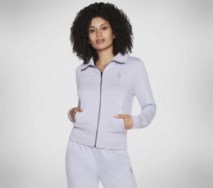 Chamarras Skechers The Hoodless Hoodie Diamond Jacket Mujer Lavanda Rosas Claro | 629304ZNK