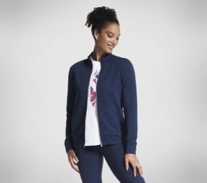 Chamarras Skechers The Hoodless Hoodie GO WALK Everywhere Jacket Mujer Azul Marino | 437152LKJ