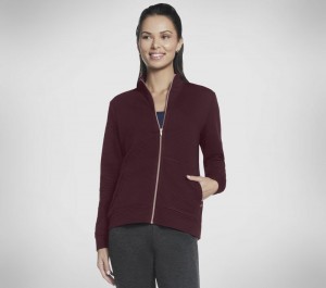 Chamarras Skechers The Hoodless Hoodie GO WALK Everywhere Jacket Mujer Vino Rosas | 549087JLQ