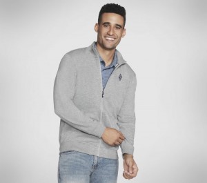 Chamarras Skechers The Hoodless Hoodie GO WALK Everywhere Jacket Hombre Grises Claro | 934218STO