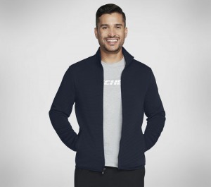 Chamarras Skechers The Hoodless Hoodie Ottoman Jacket Hombre Azules Rojos | 039782YCH