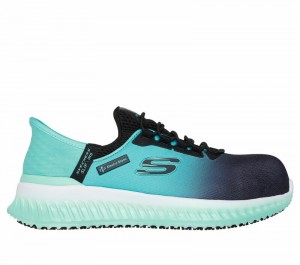 Tenis Seguridad Skechers Slip-ins Work: Tilido - Ombray Mujer Negros Turquesa | 597642DGC