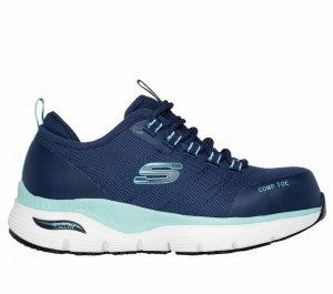 Tenis Seguridad Skechers Work: Arch Fit SR - Ebinal Mujer Azul Marino Turquesa Claro | 647591WEI
