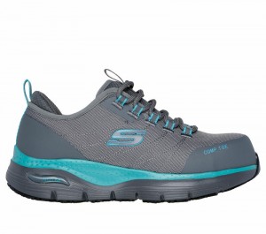 Tenis Seguridad Skechers Work: Arch Fit SR - Ebinal Mujer Grises Turquesa Claro | 269748BHC