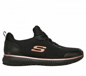 Tenis Seguridad Skechers Work: Squad SR Mujer Negros Rosas Dorados | 815249SRJ