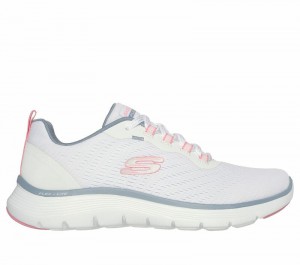Tenis Training Skechers Flex Appeal 5.0 Mujer Blancos Rosas Azules | 790836AMJ