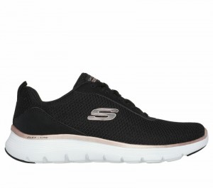 Tenis Training Skechers Flex Appeal 5.0 - Uptake Mujer Negros Rosas Dorados | 815726LWR