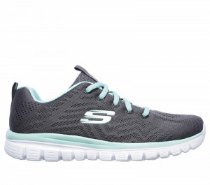Tenis Training Skechers Graceful - Get Connected Mujer Grises Verdes | 520846BSM